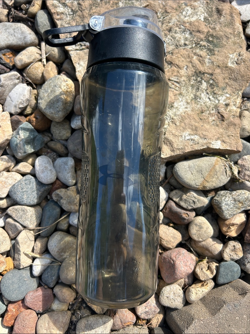 Under Armour Smoke Gray Plastic Flip Top Water Bottle 
24 oz - Picture 2 of 11